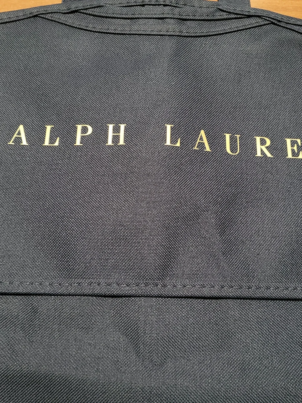 Ralph Lauren Garment Bag Empty Travel Storage Canvas Blue Gold Spell Out Logo